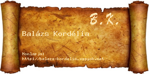 Balázs Kordélia névjegykártya